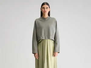 product business casual suitability product sustainable future Sikiu cropped sweatshirt (251 / W / DUSTY OLIVE)