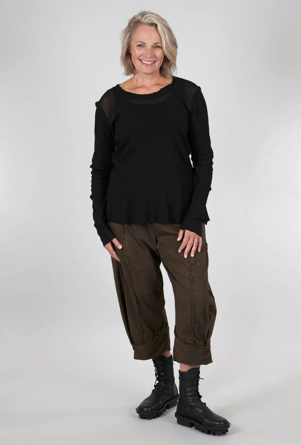 premium fabric Cotton Mesh L/S Tee, Black