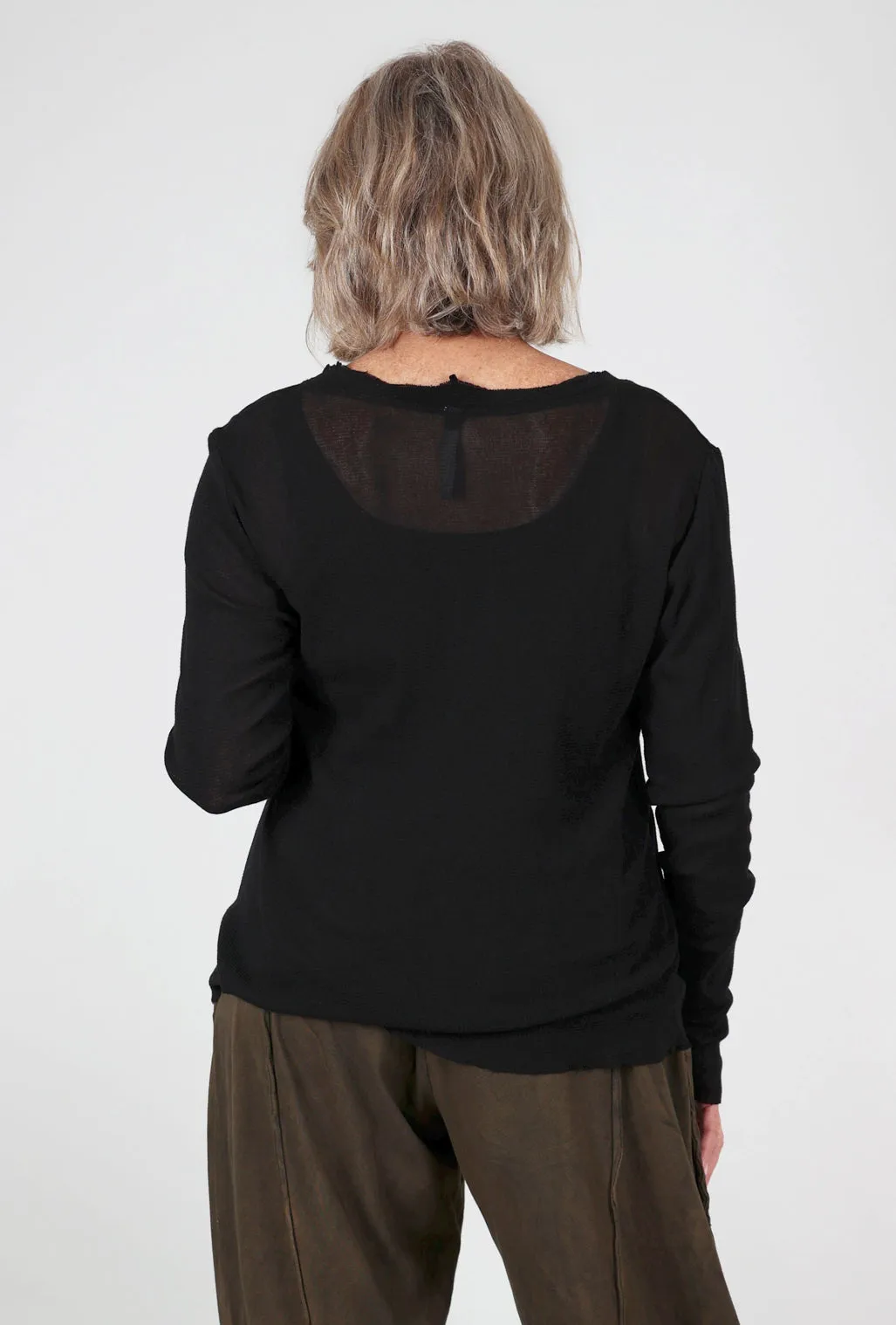 premium fabric Cotton Mesh L/S Tee, Black