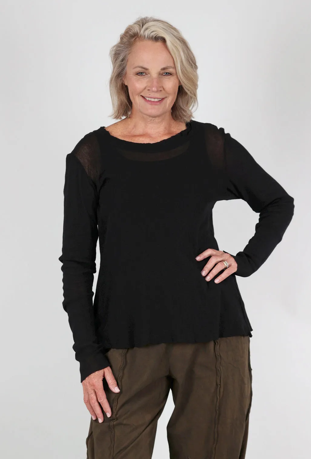 Light Design Outdoor Smart Cotton Mesh L/S Tee, Black