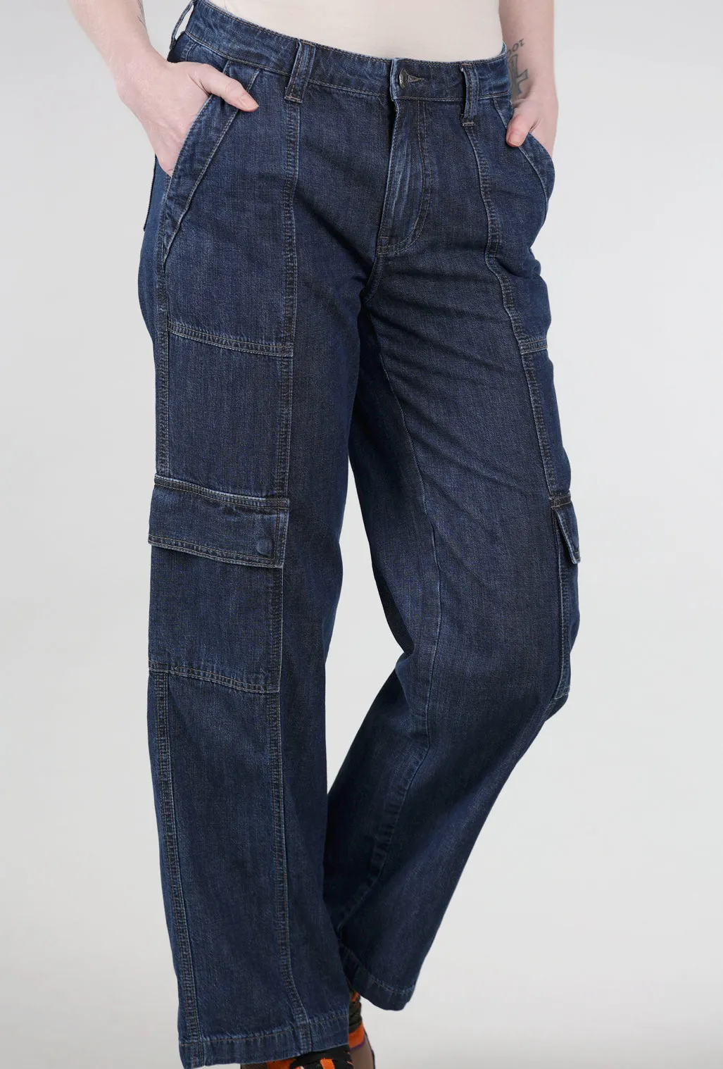 Premium Fit Lightweight Cargo Denim, Elysian Blue