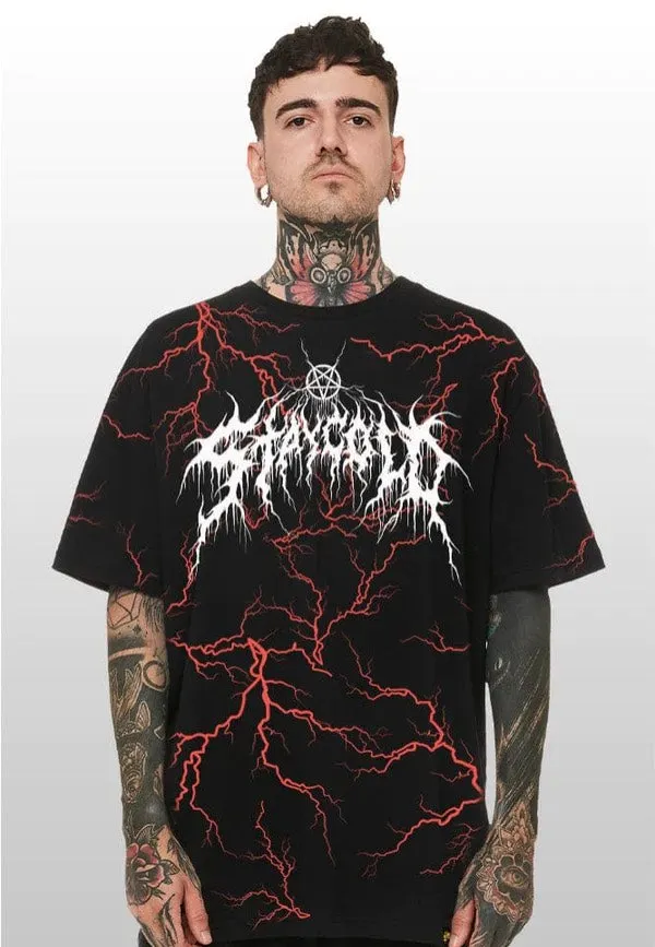 Preppy Style Stay Cold Apparel - Lightning Strikes Black - T-Shirt
