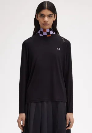 Business Travel Fred Perry x Amy Winehouse - Printed Trim High Neck Black - Longsleeve