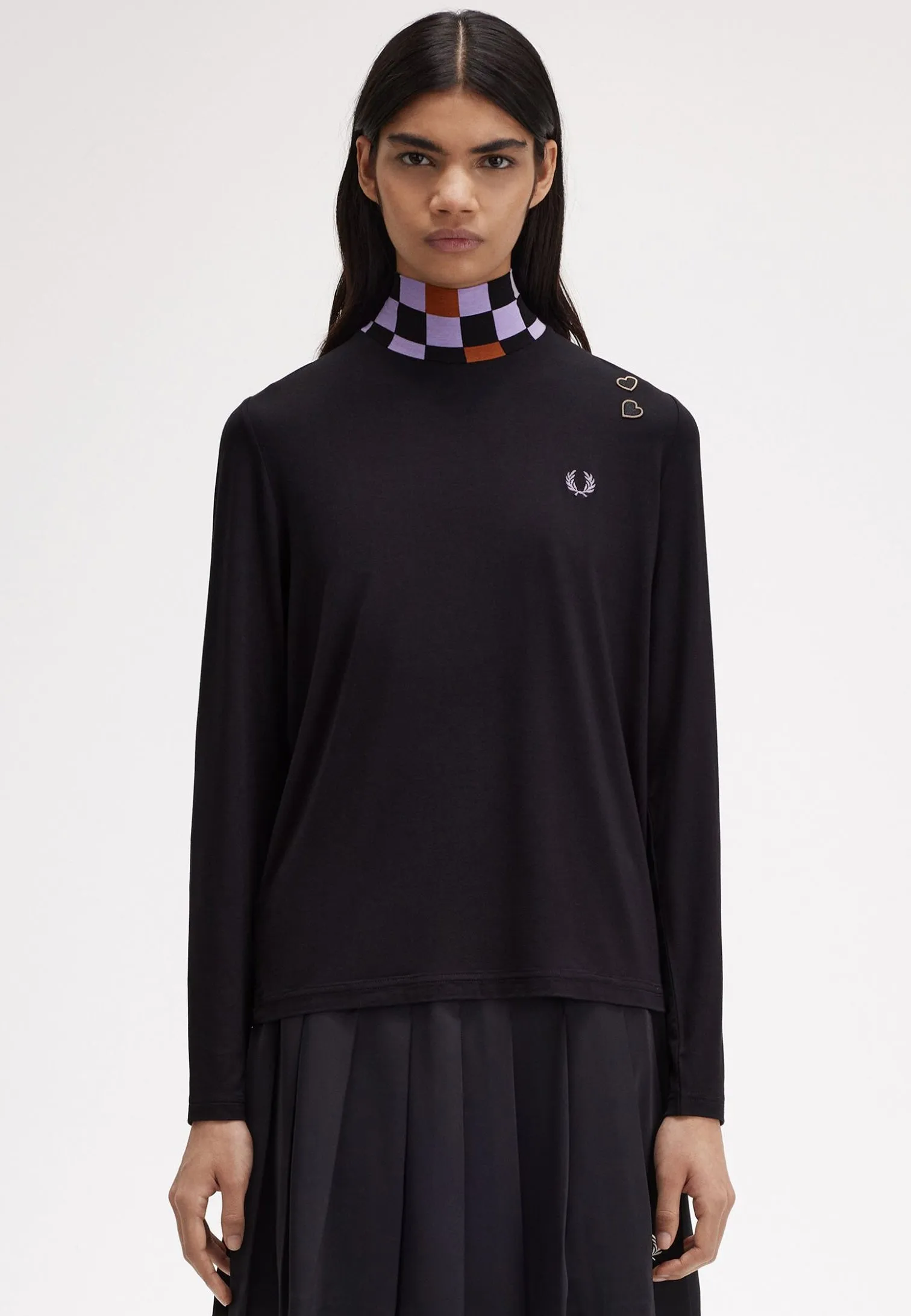 Business Travel Fred Perry x Amy Winehouse - Printed Trim High Neck Black - Longsleeve