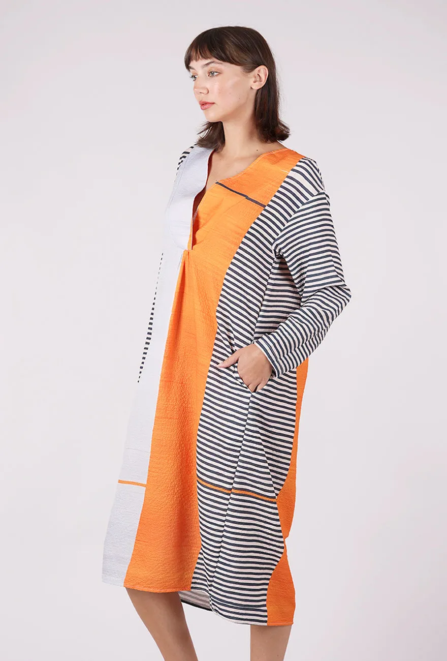 Quality Apparel Geometric Print Dress, Orange Multi