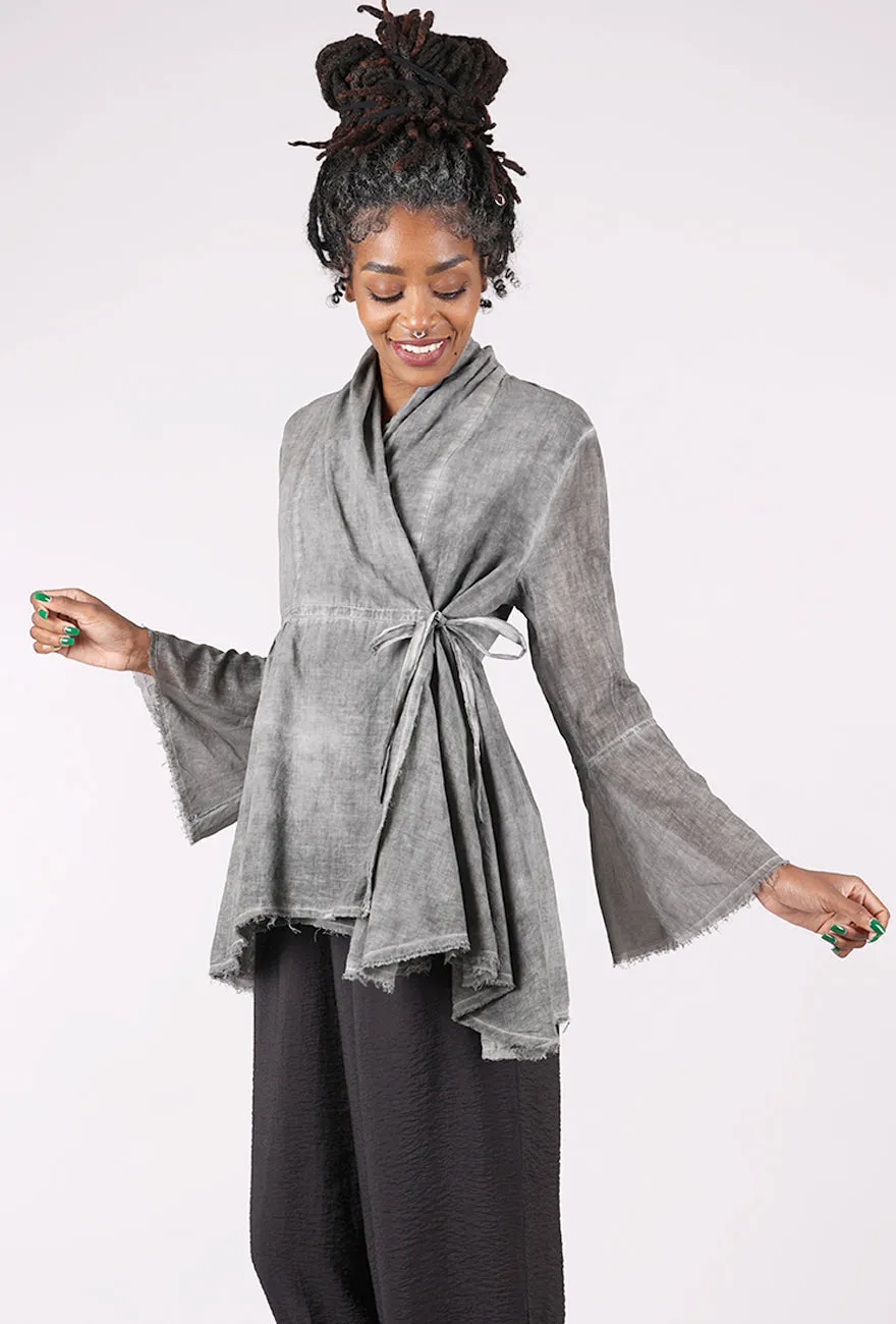 Shawl Collar Wrap Top, Onyx Top Guard