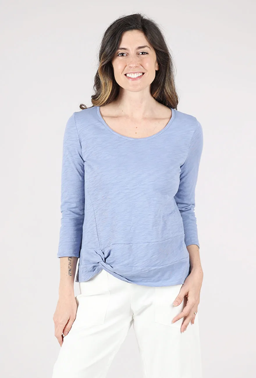 Cotton Pebble Side Twist Top, Rain Minimalist purity