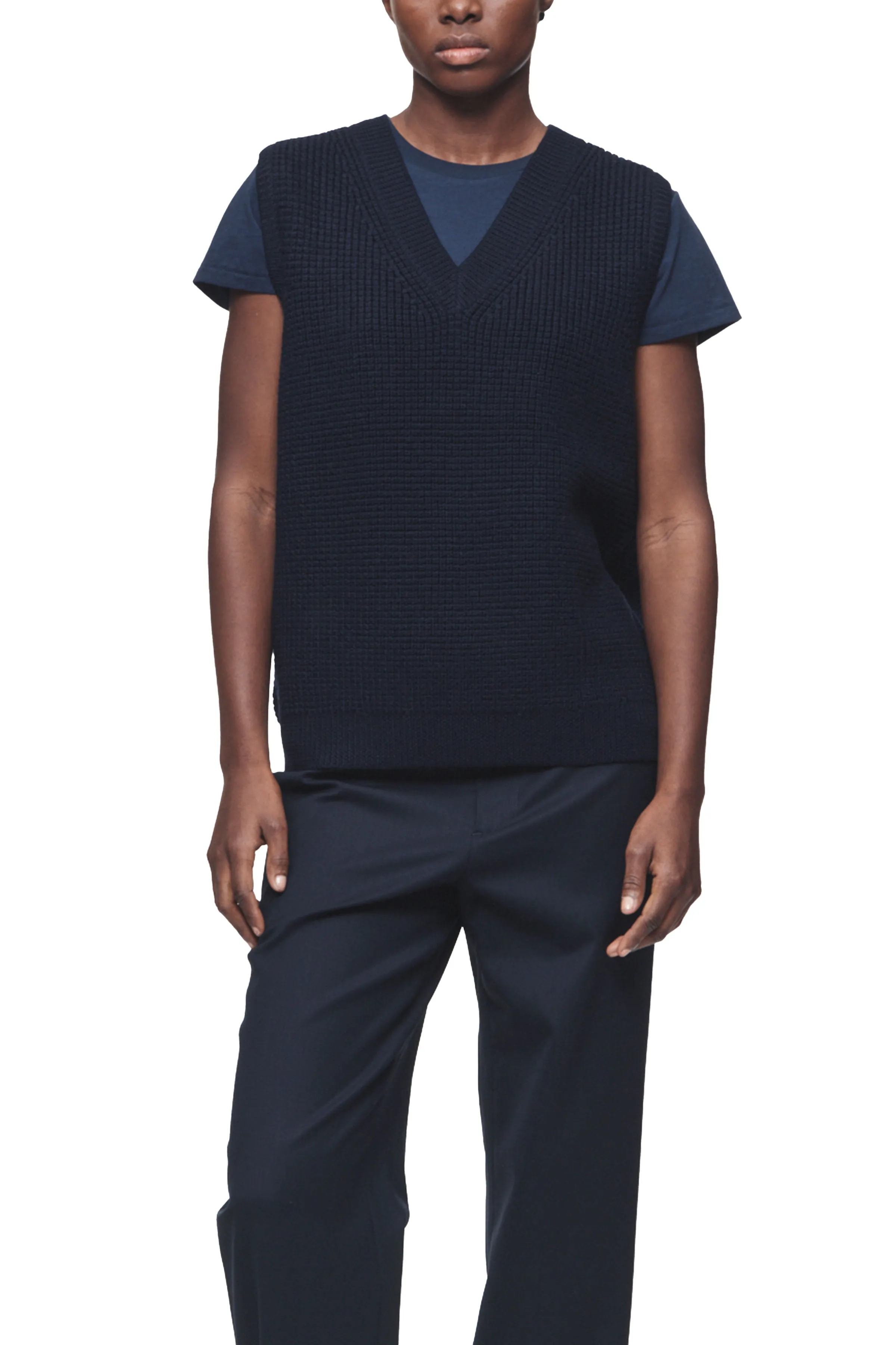 Navy Waffle Vest No Season
