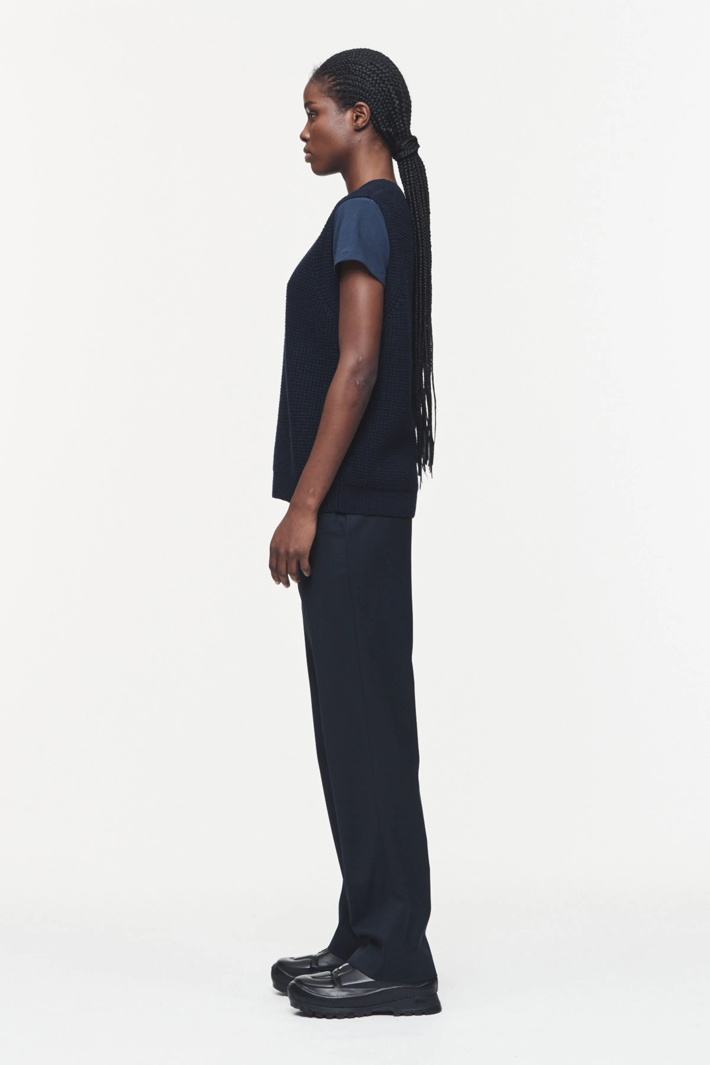 Quiet Texture Navy Waffle Vest