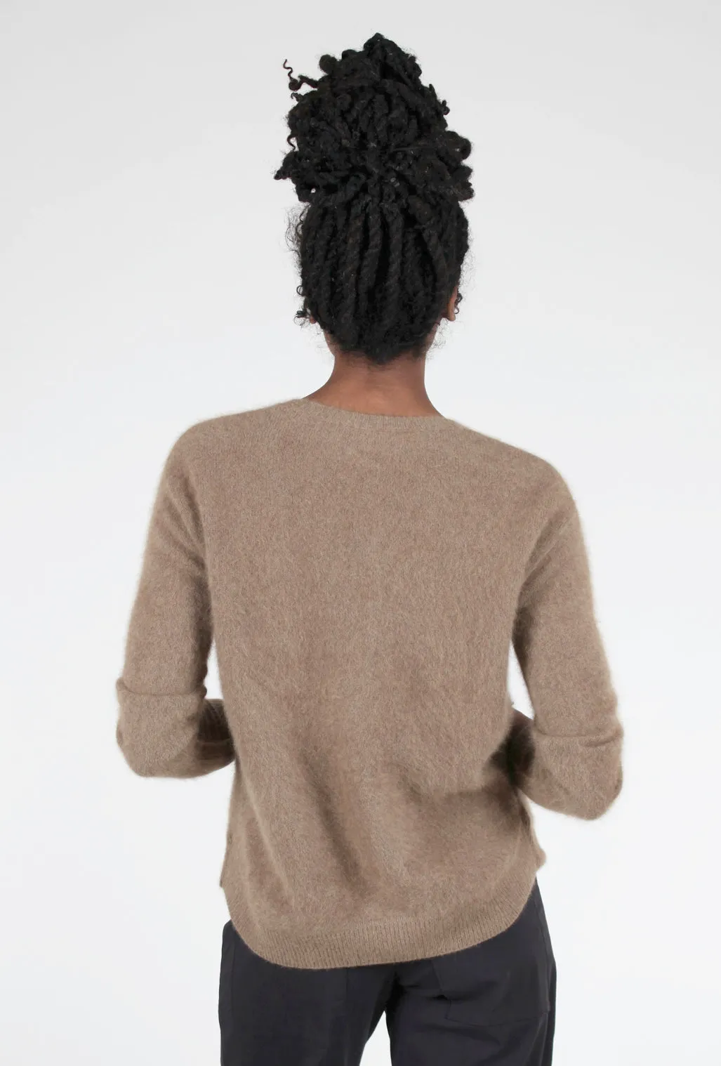 Raccoon Classic Crew Sweater, Taupe Cable Knit Vintage