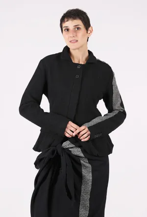 Transitional Weather Piece Racing Stripe Wool Jacket, Black