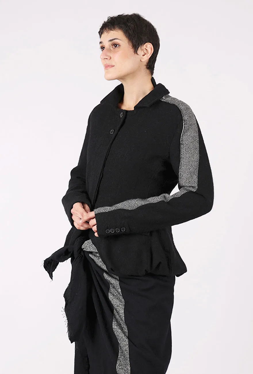 Racing Stripe Wool Jacket, Black Moisture wicking