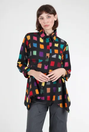 Tailored Cut Double-Collar Sharp Shirt, Black/Multi