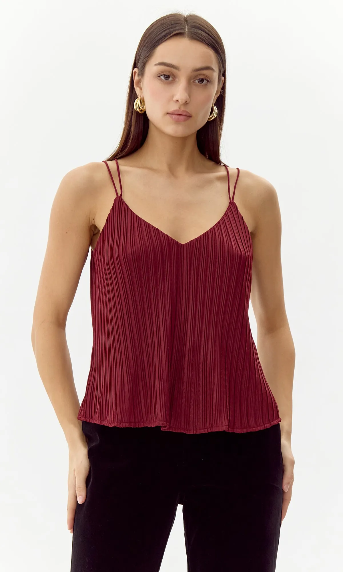Randal Strappy Pleated Cami Top Relaxed Vibes
