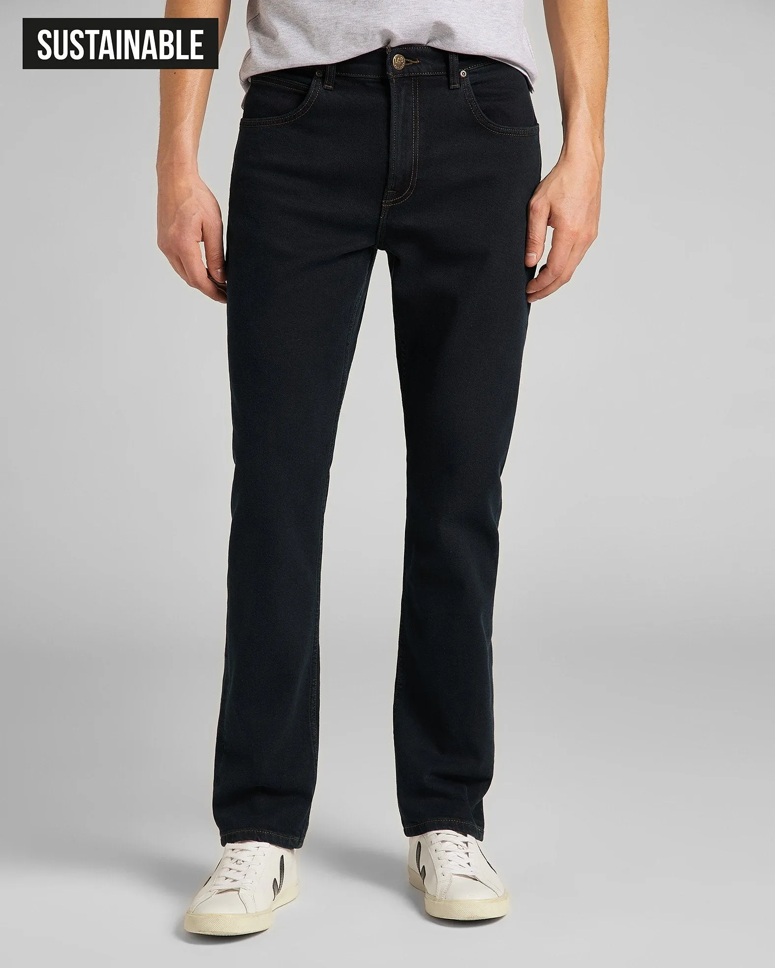 Lee Brooklyn Straight Regular Fit Mens Jeans - Blue Black | Lee Jeans | JEANSTORE
