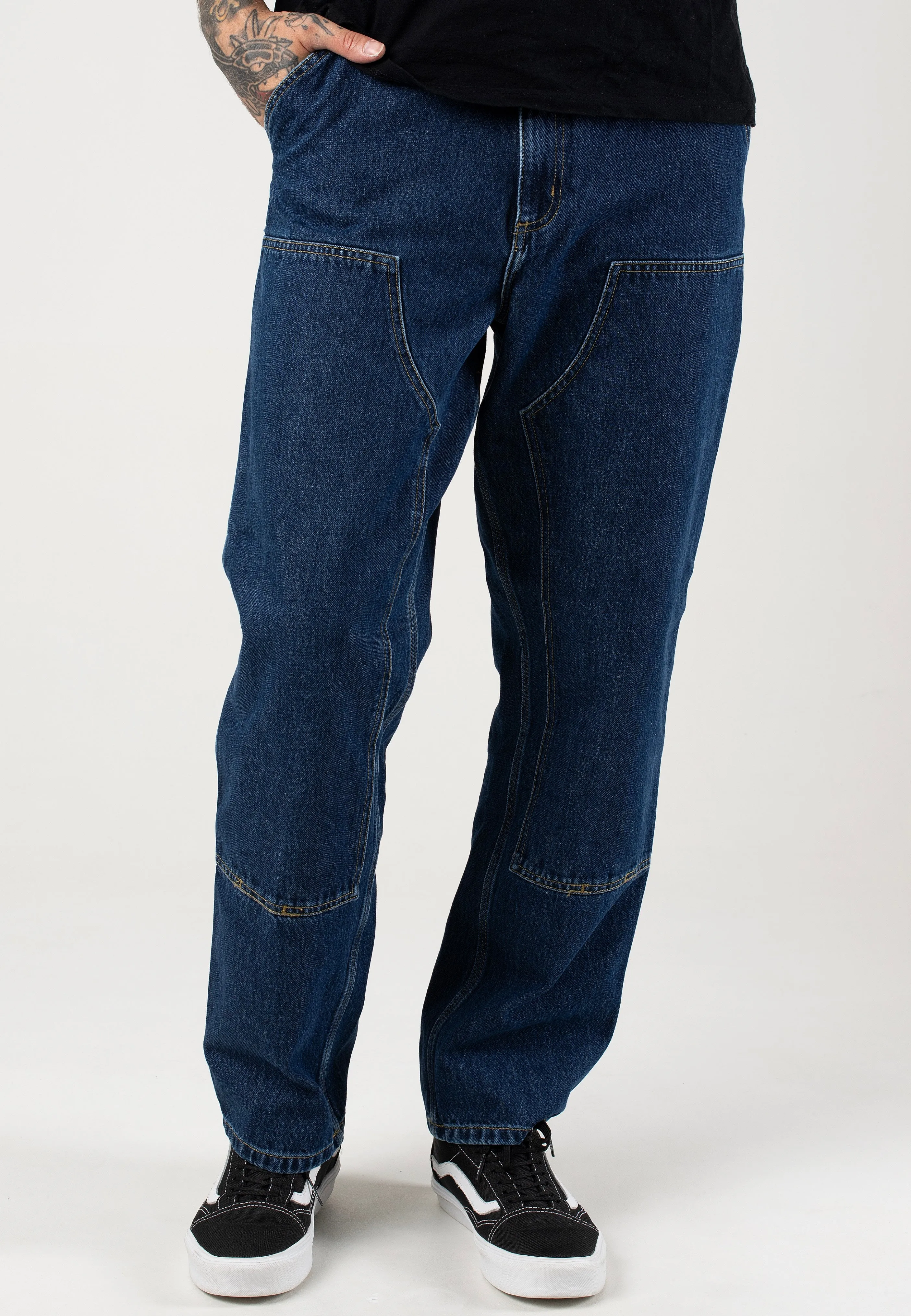 Carhartt WIP - Double Knee Stone Washed Blue - Jeans Go-To Basic