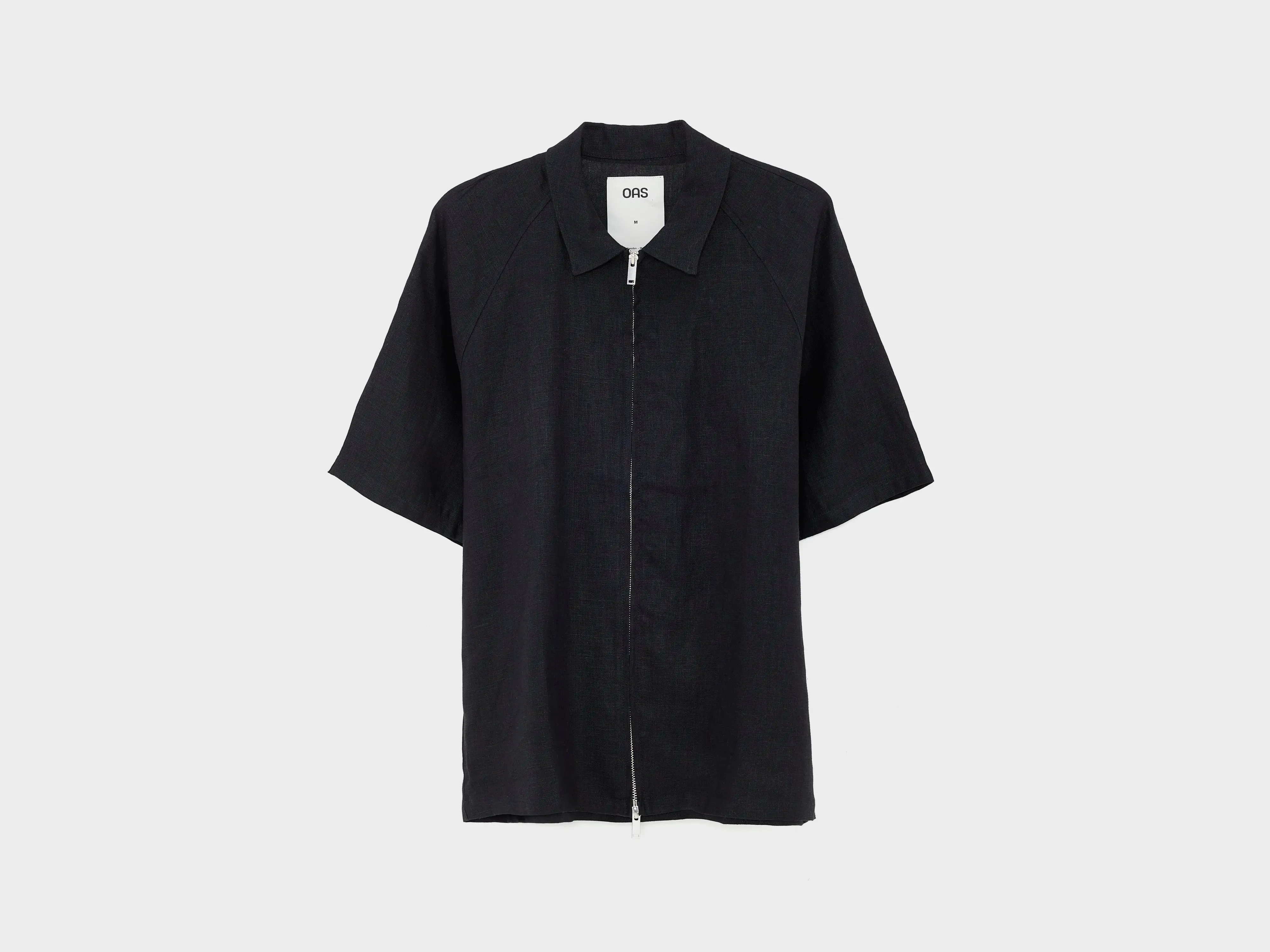 Pure Vibes button detail Nero Zack Linen Shirt  (251 / M / BLACK)