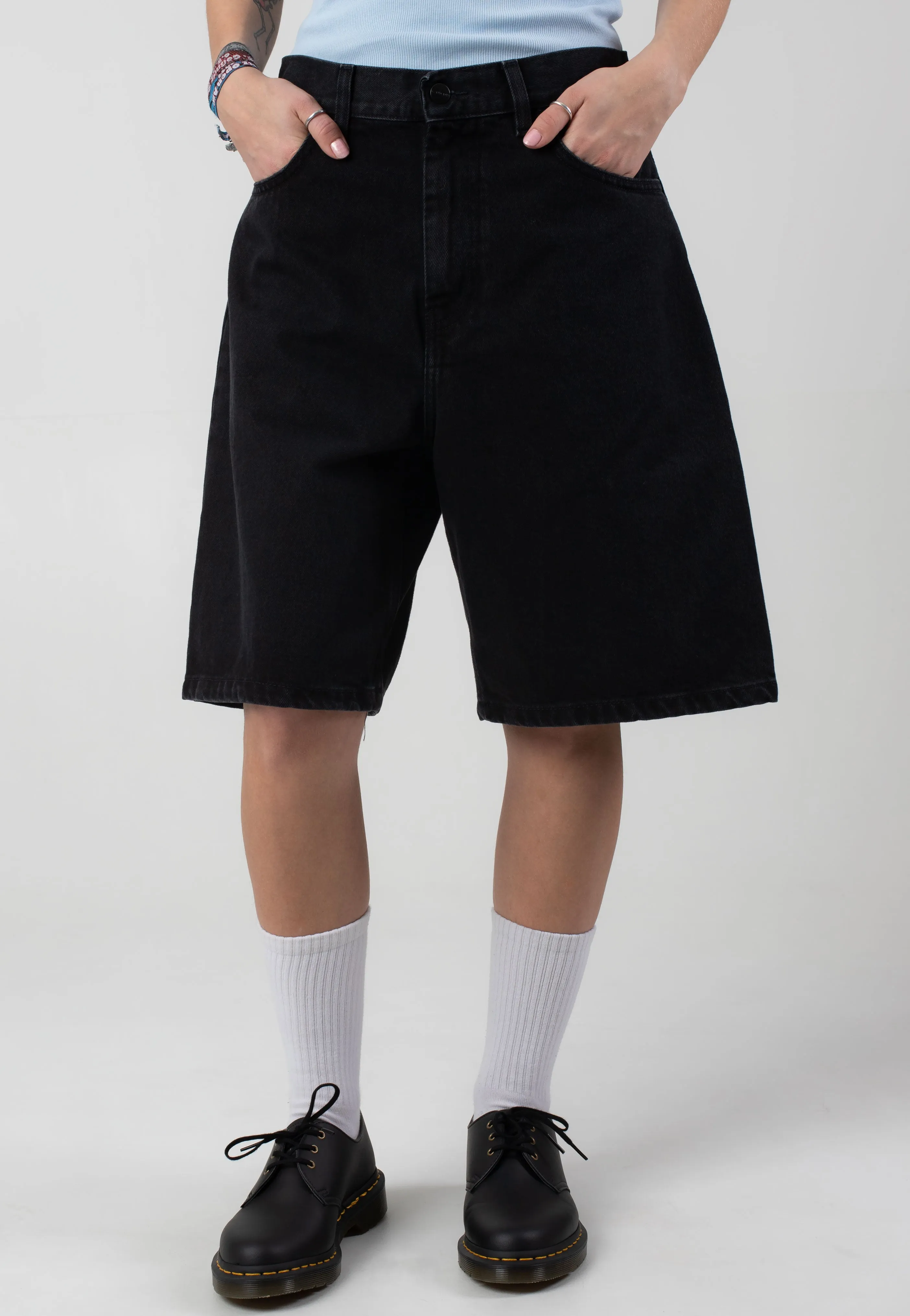 Reflective Strips Carhartt WIP - W' Brandon Stone Washed Black - Shorts