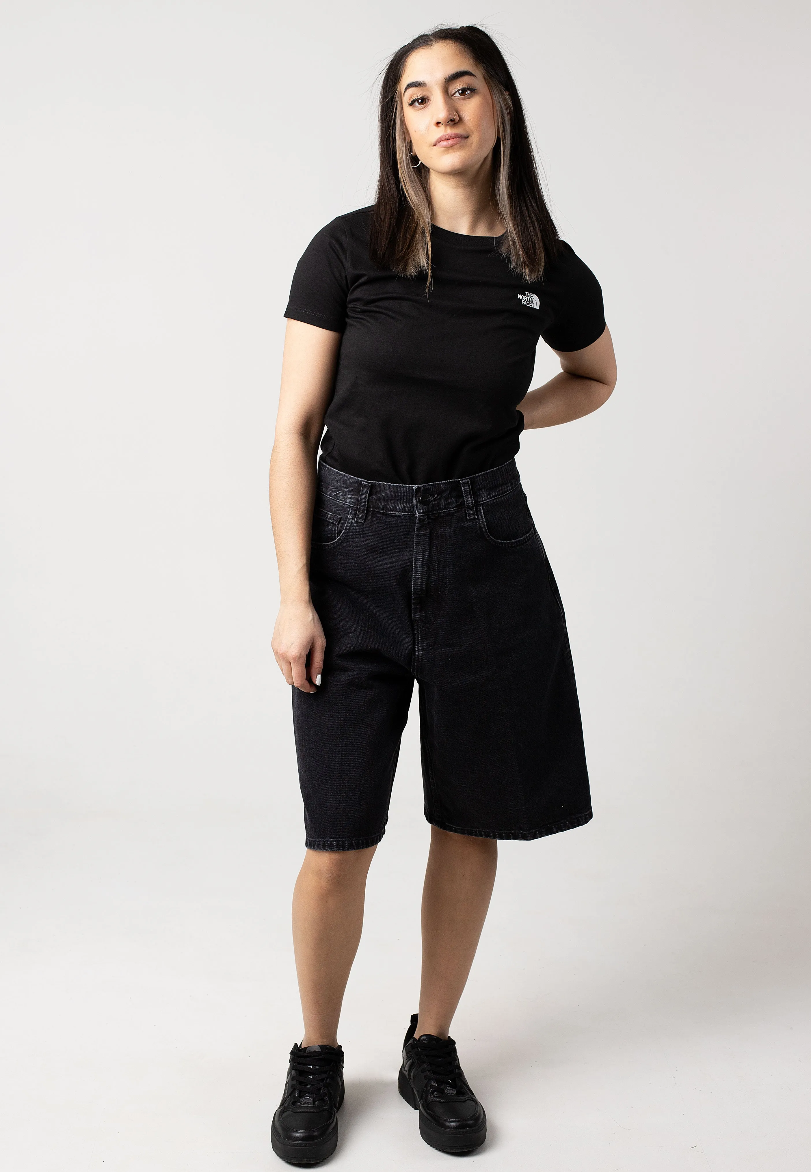 Reflective Strips Carhartt WIP - W' Brandon Stone Washed Black - Shorts