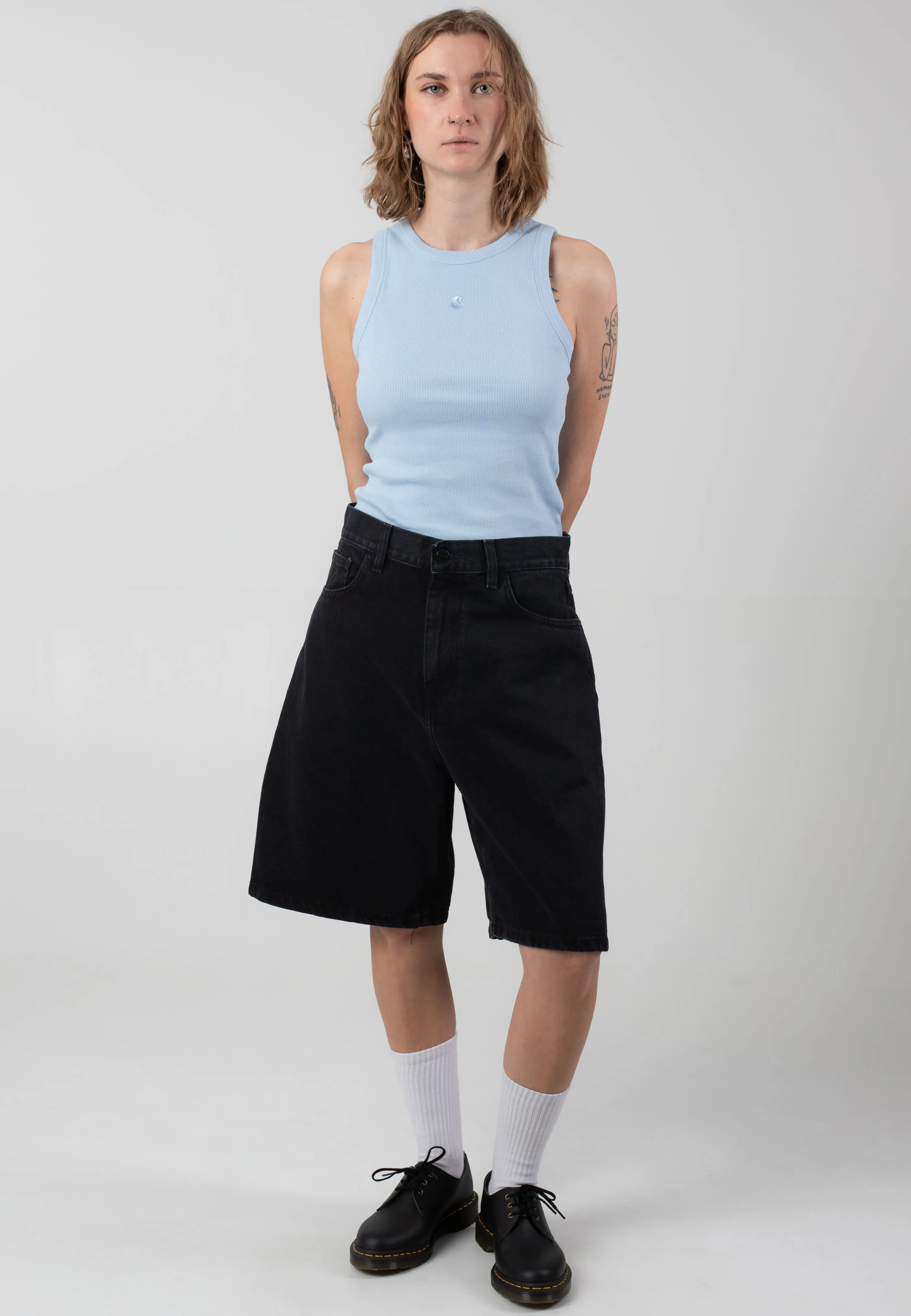 Reflective Strips Carhartt WIP - W' Brandon Stone Washed Black - Shorts