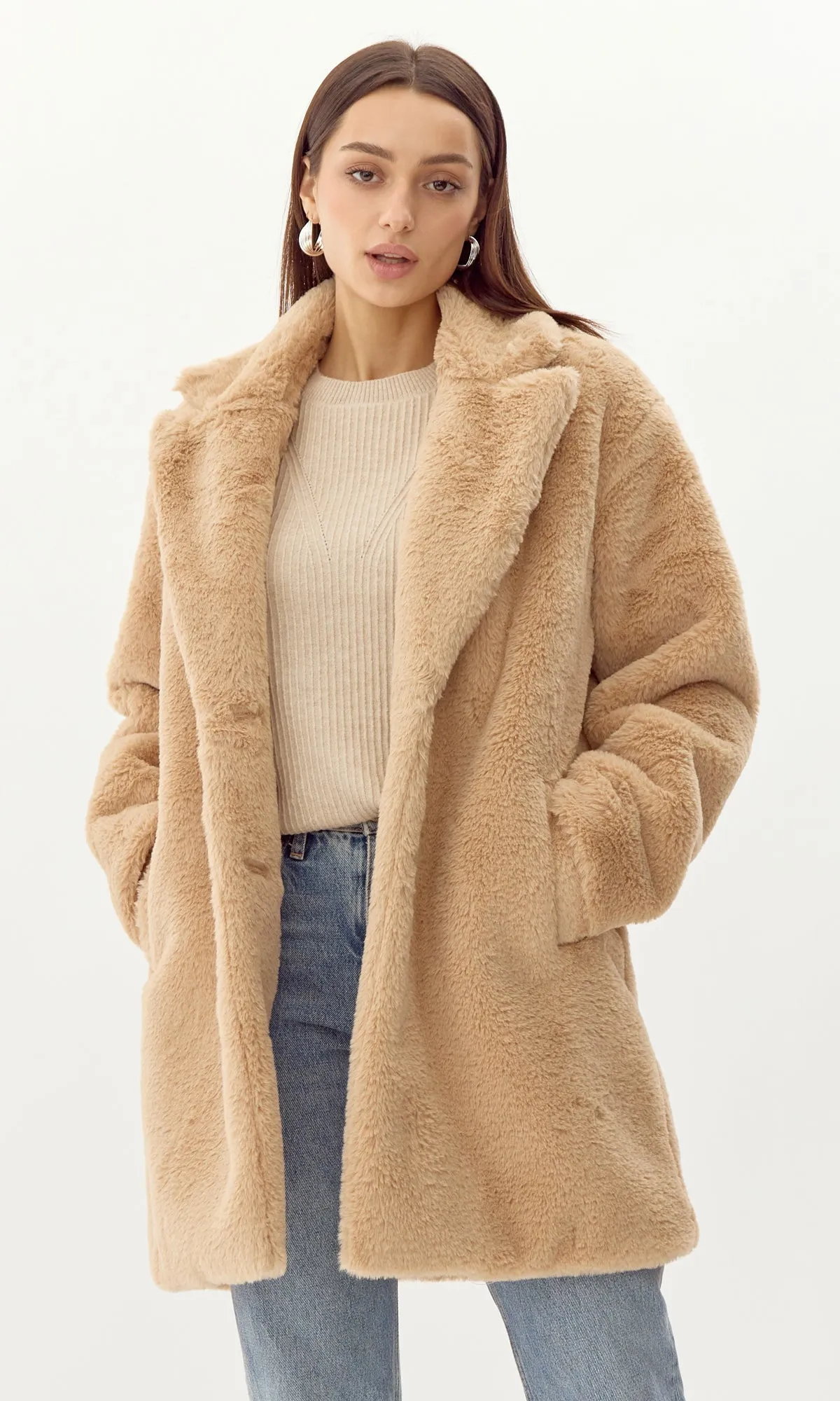 Reflective Strips Frankie Faux Fur Coat