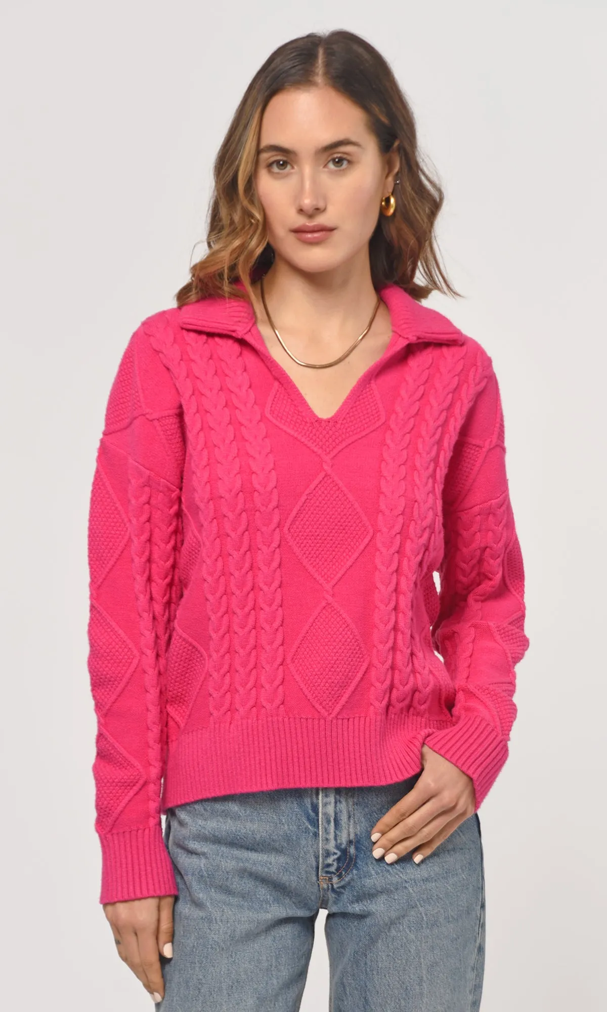 Thea Polo Cable Knit Sweater G239WT5961