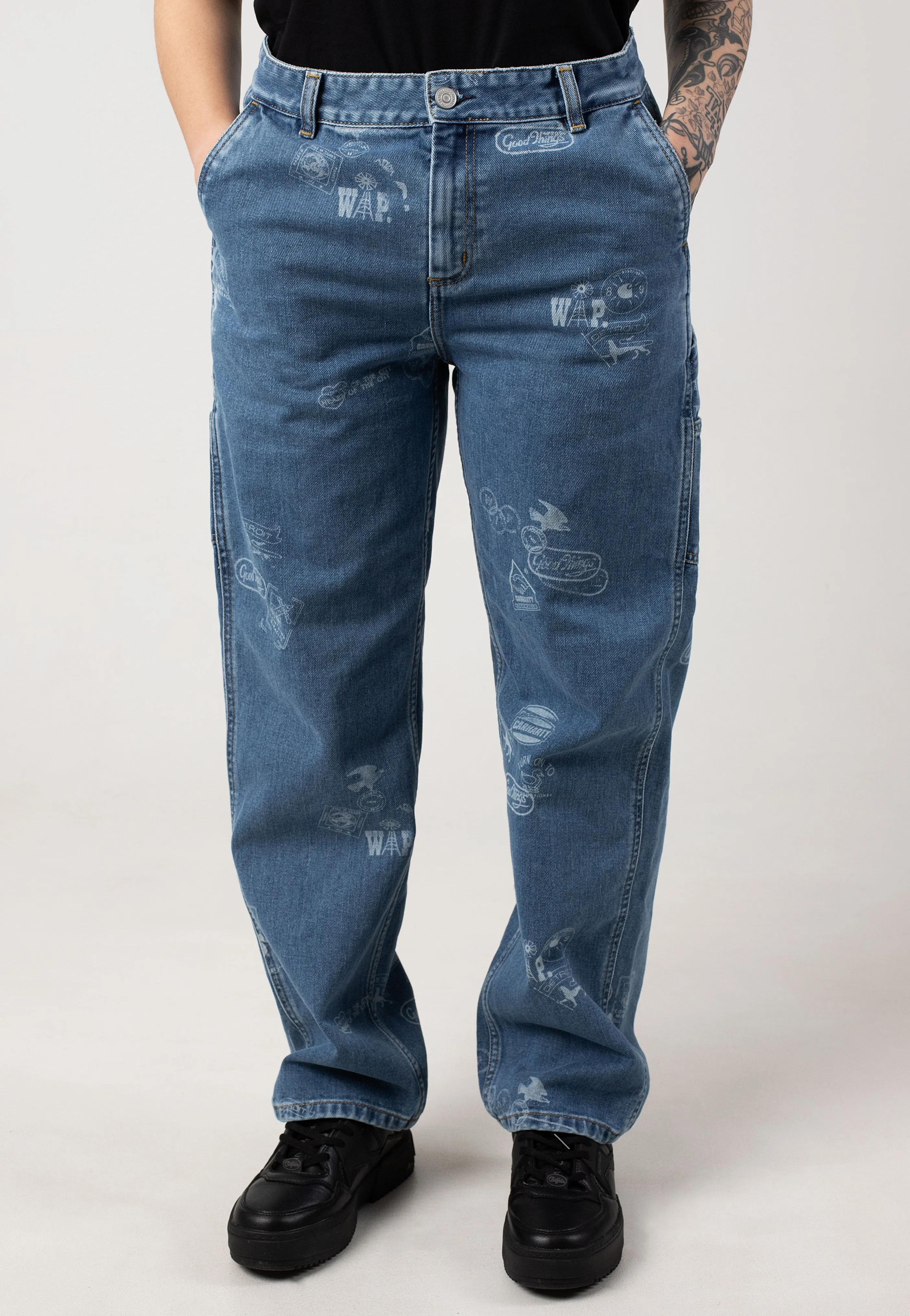Outdoor Comfort Sporty Touch Carhartt WIP - W' Stamp Bleached Stamp Print/Blue - Pants