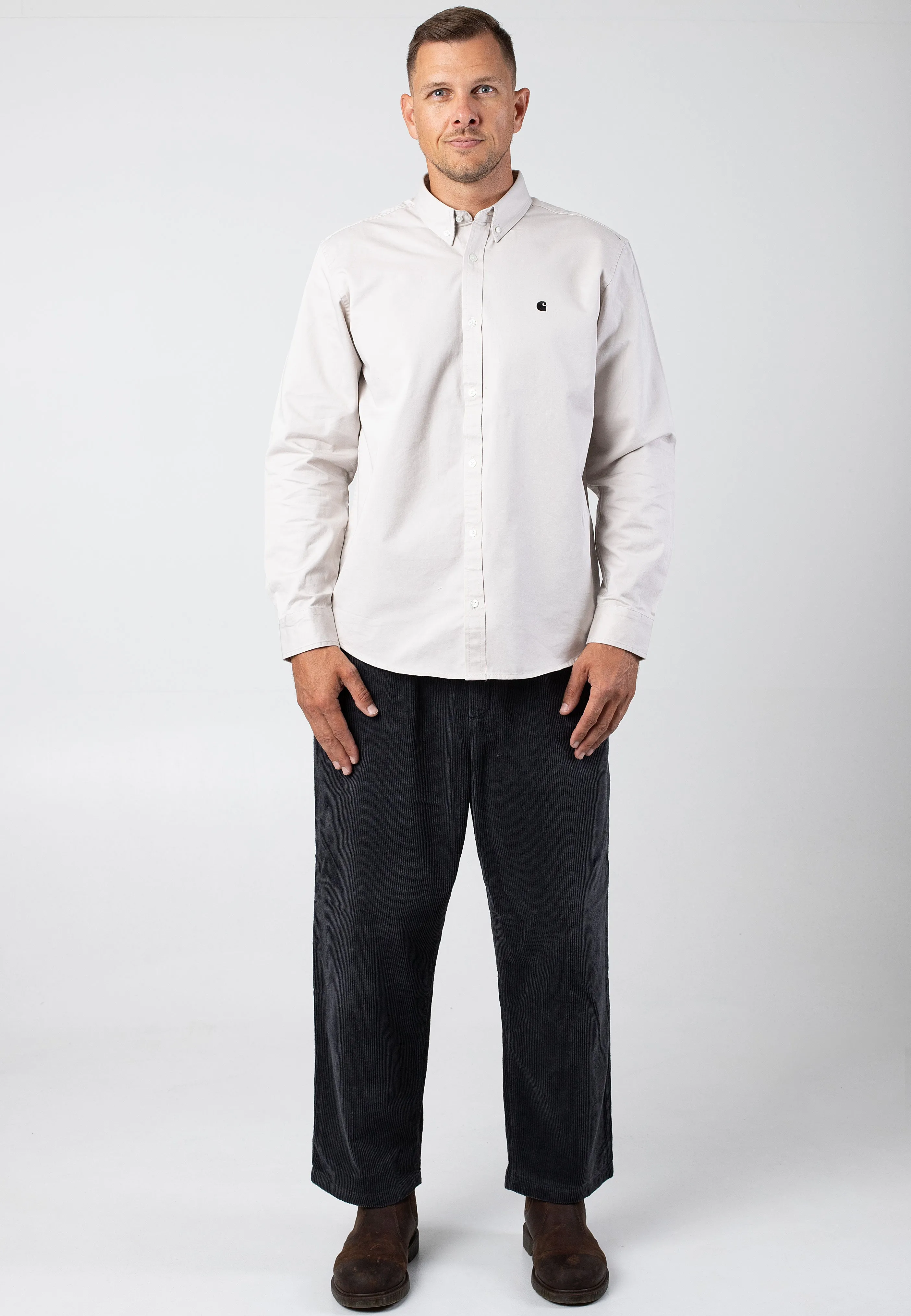 Soft Texture Carhartt WIP - Evan Rinsed Graphite - Pants