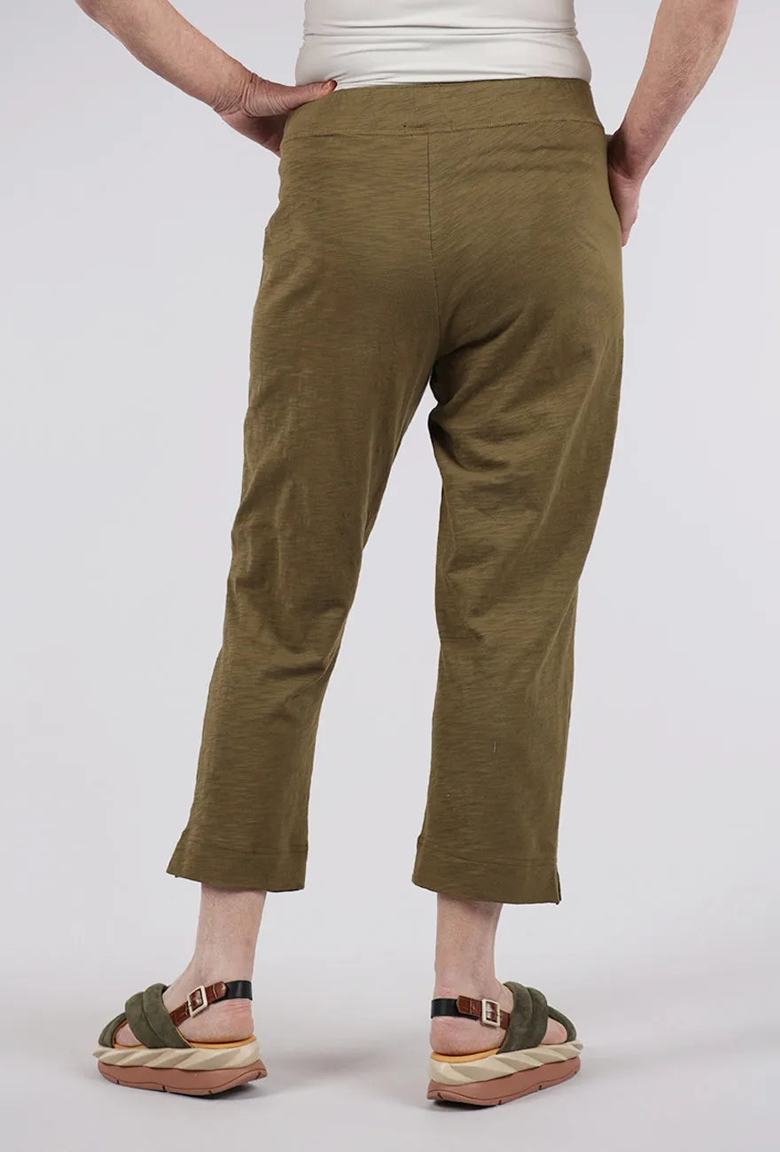Relaxed Design Cotton Slub Pocket Capri Pants, Cactus