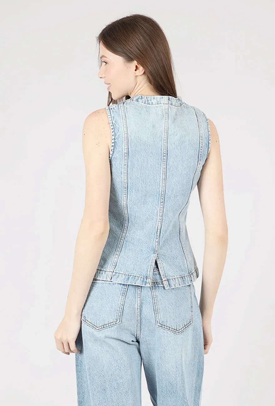 Relaxed Fit Gia Fitted Collarless Vest, Gazebo