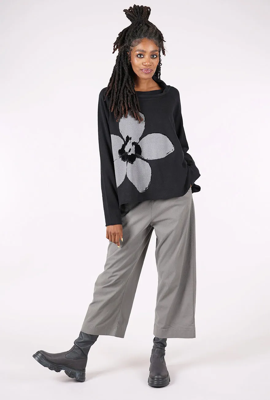 Relaxed Fit Raised Dot Flat Front Flare, Dark Gray