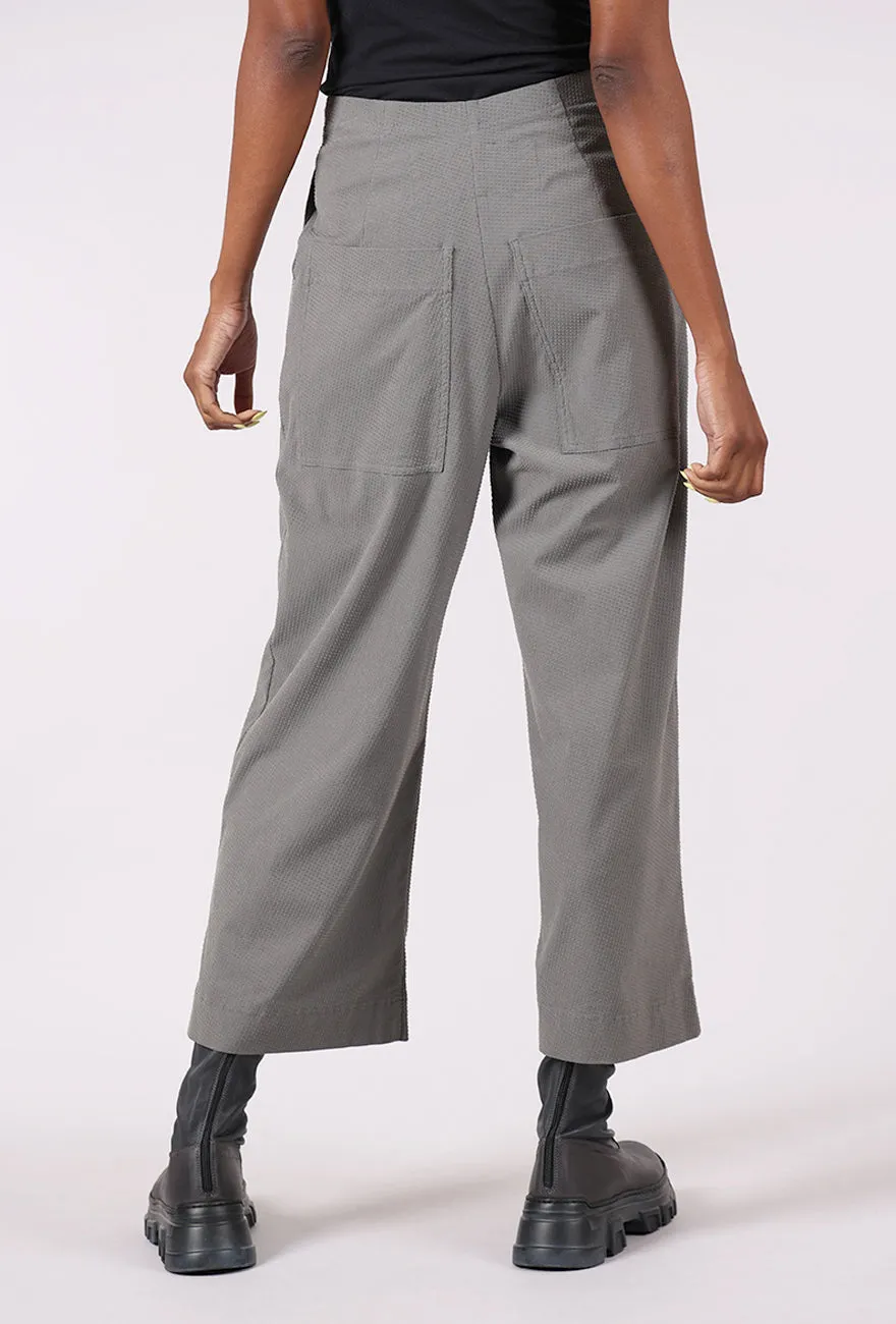 Relaxed Fit Raised Dot Flat Front Flare, Dark Gray