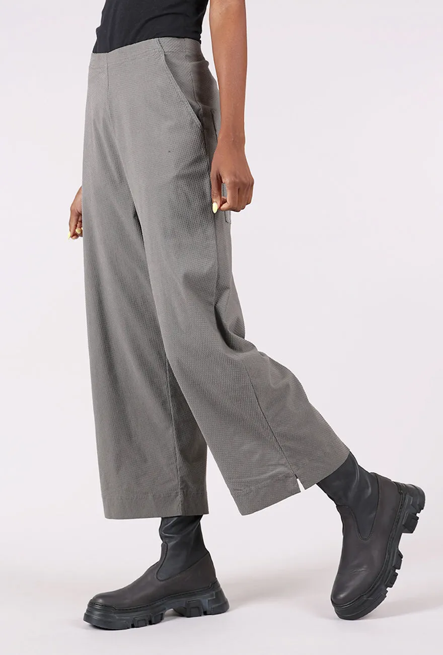 Relaxed Fit Raised Dot Flat Front Flare, Dark Gray