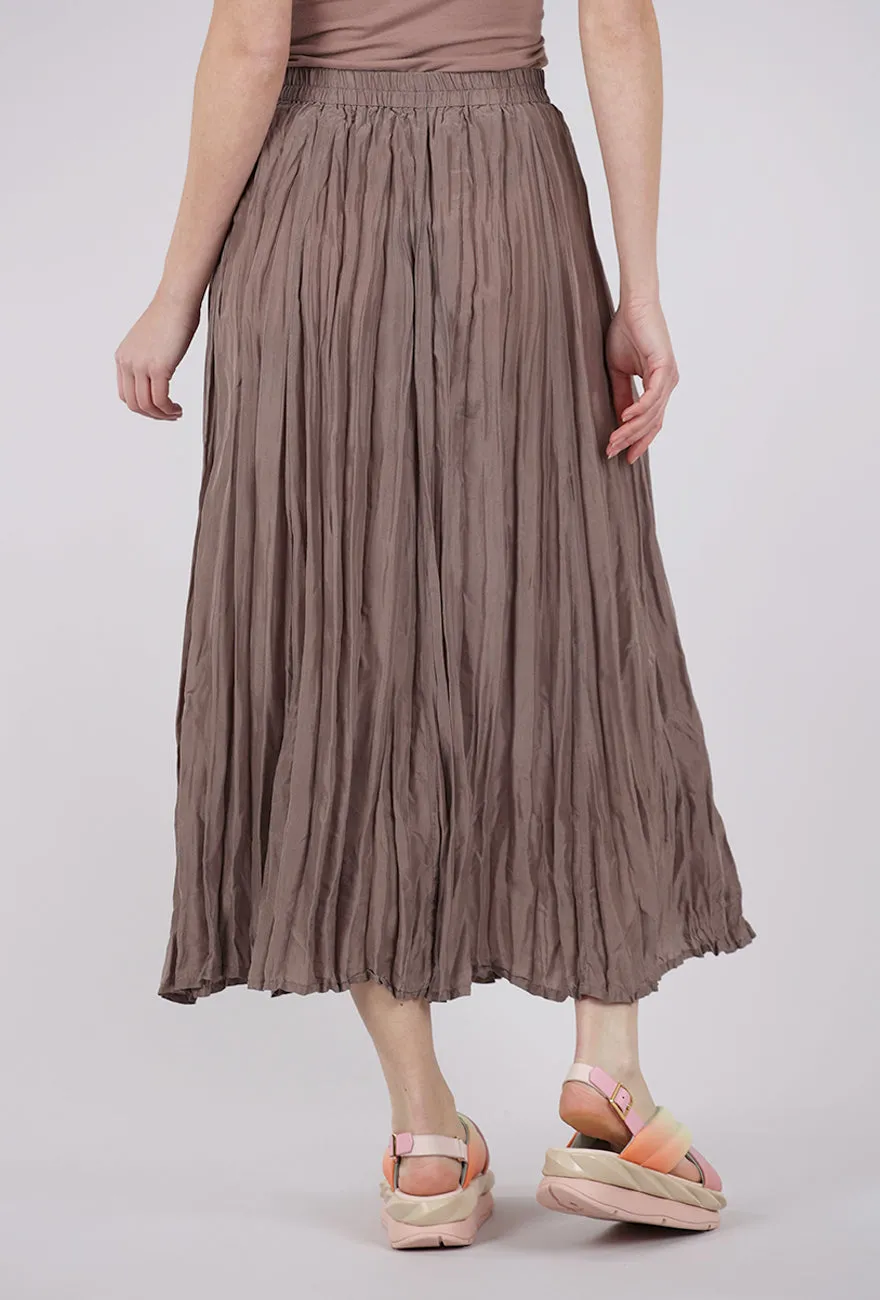 Relaxed Style Crinkle Silk Skirt, Mushroom