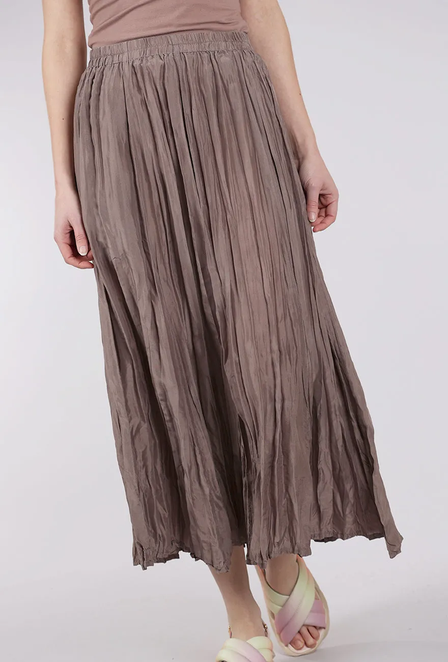 Relaxed Style Crinkle Silk Skirt, Mushroom