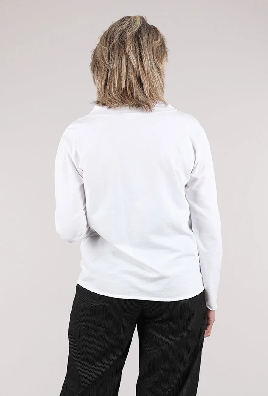 Relaxed Yoga Top, White Modern Draping