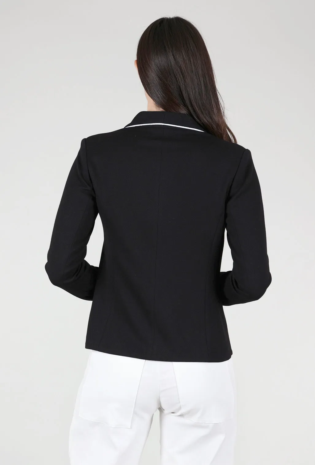 Remi Pique Corded Blazer, Black Button - down design