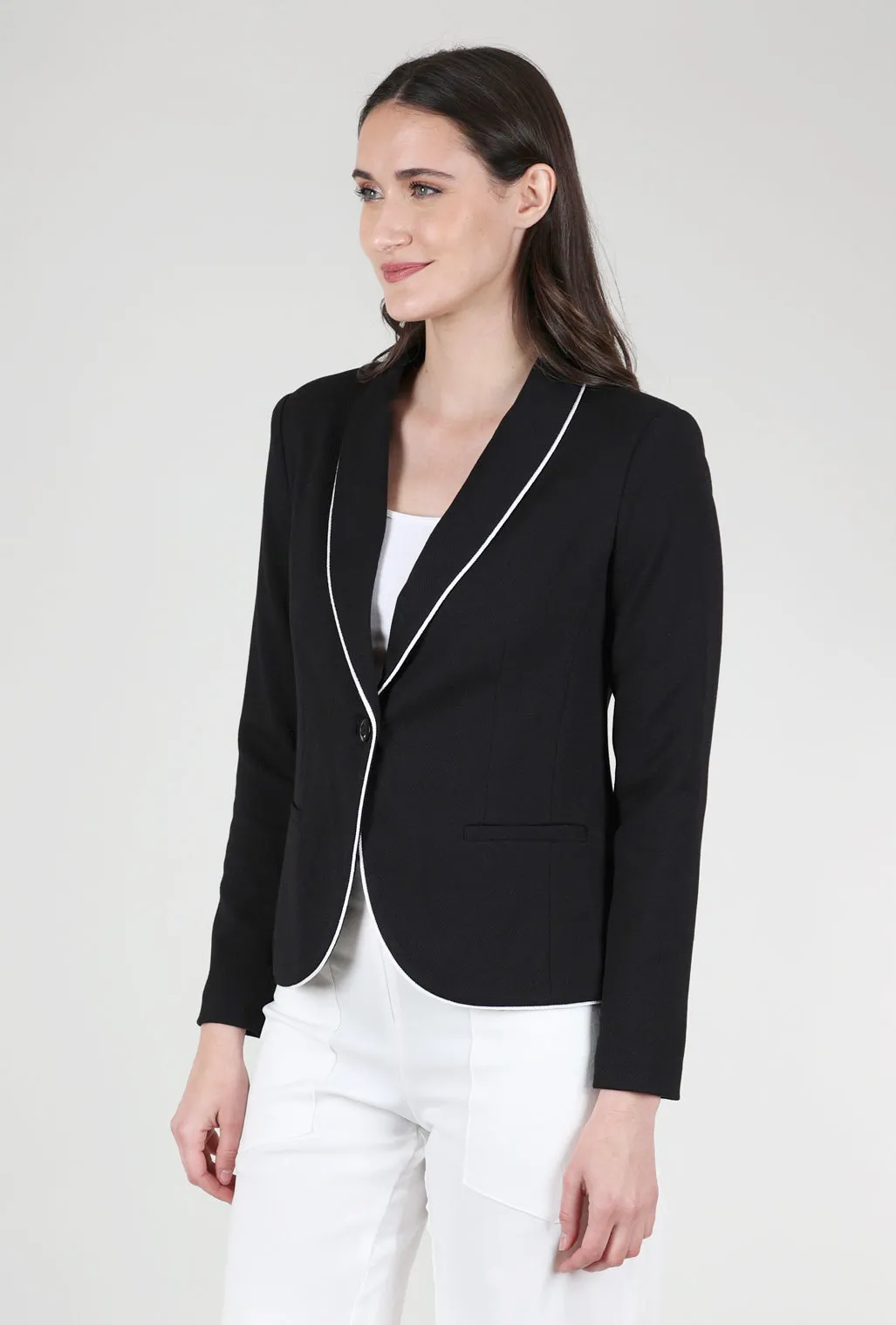 Remi Pique Corded Blazer, Black Button - down design