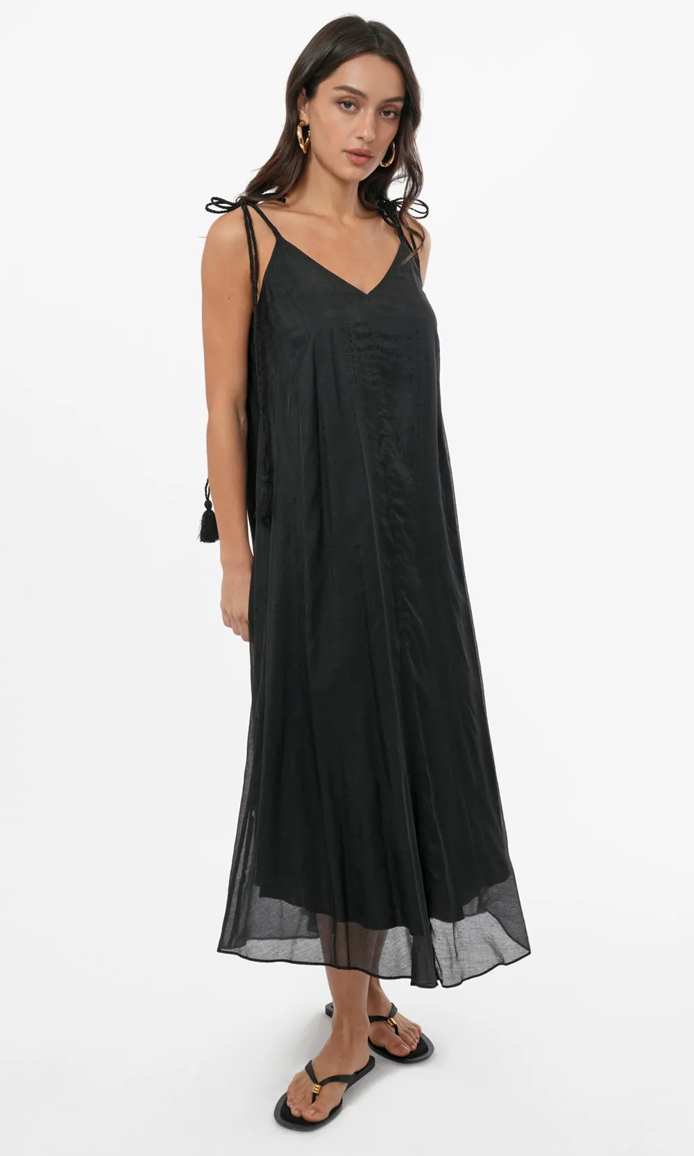 Braided Tassel Strap Midi Dress - G256D6457