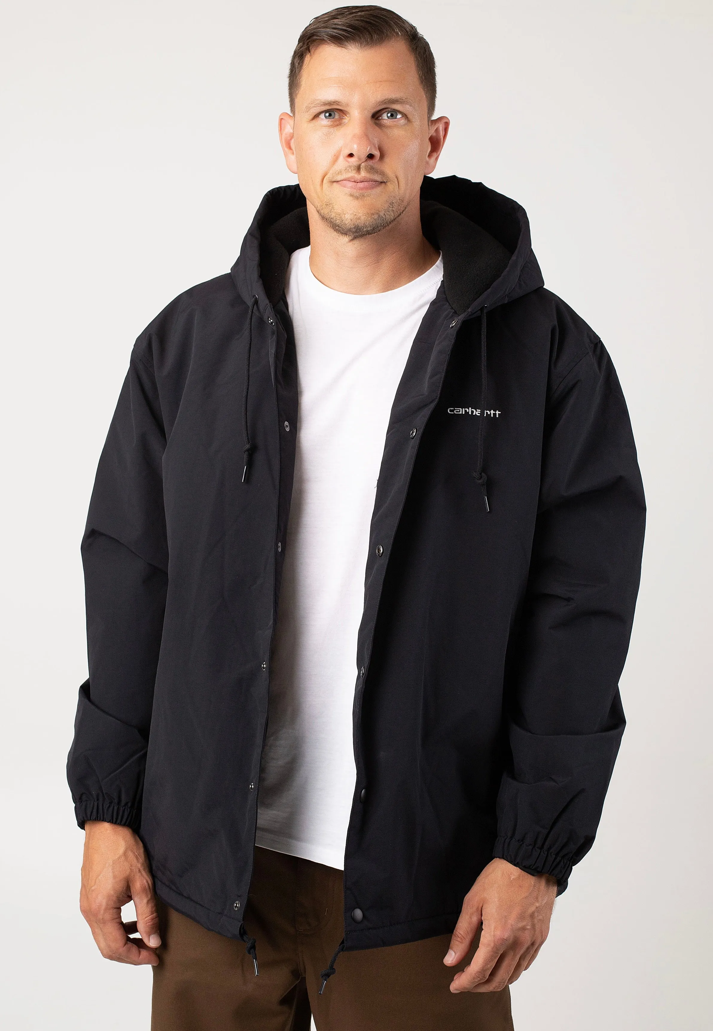 Retro Style Carhartt WIP - Hooded Coach Black / White - Jacket