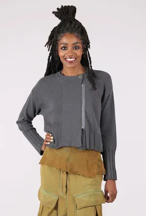 Rib Trim Side Zip Sweater, Gray Cozy wool sweater Soft