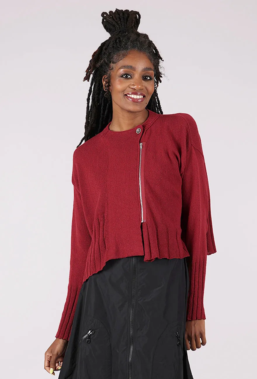 Cozy Finish Easy Silhouette Rib Trim Side Zip Sweater, Oxblood