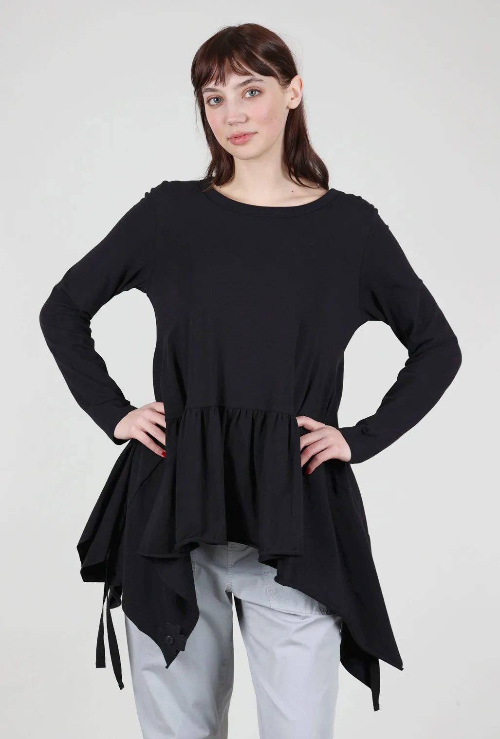 Ribbon Shirt, Black Lightweight Shirt Sports Outfit