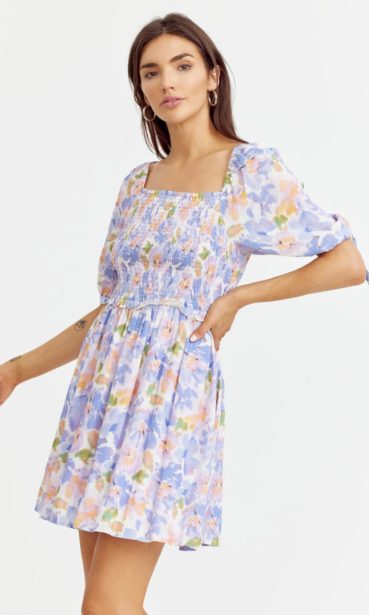 Ritali Floral Smocked Mini Dress theme party