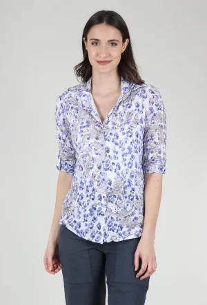 Fashionable Choice Vibrant color Roll-Up Sleeve Crinkle Shirt, Ice Print