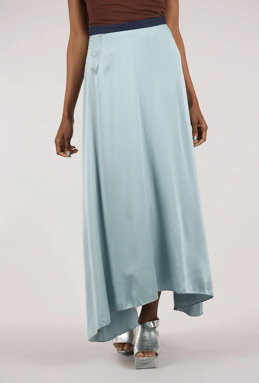 Minimal Look Streetwear vibe Shanna Silk Skirt, Blue