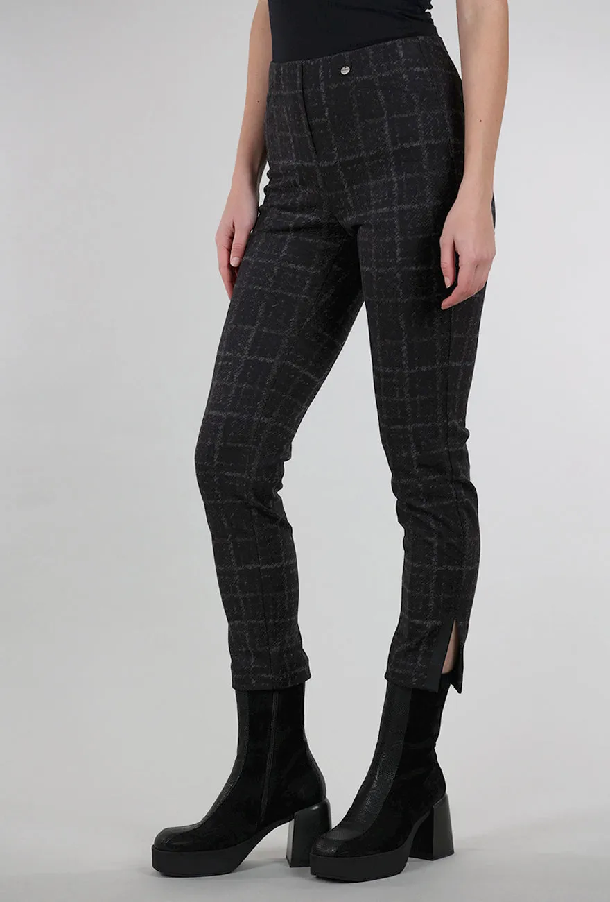 Rose Plaid Pant, Charcoal Perfect Fit