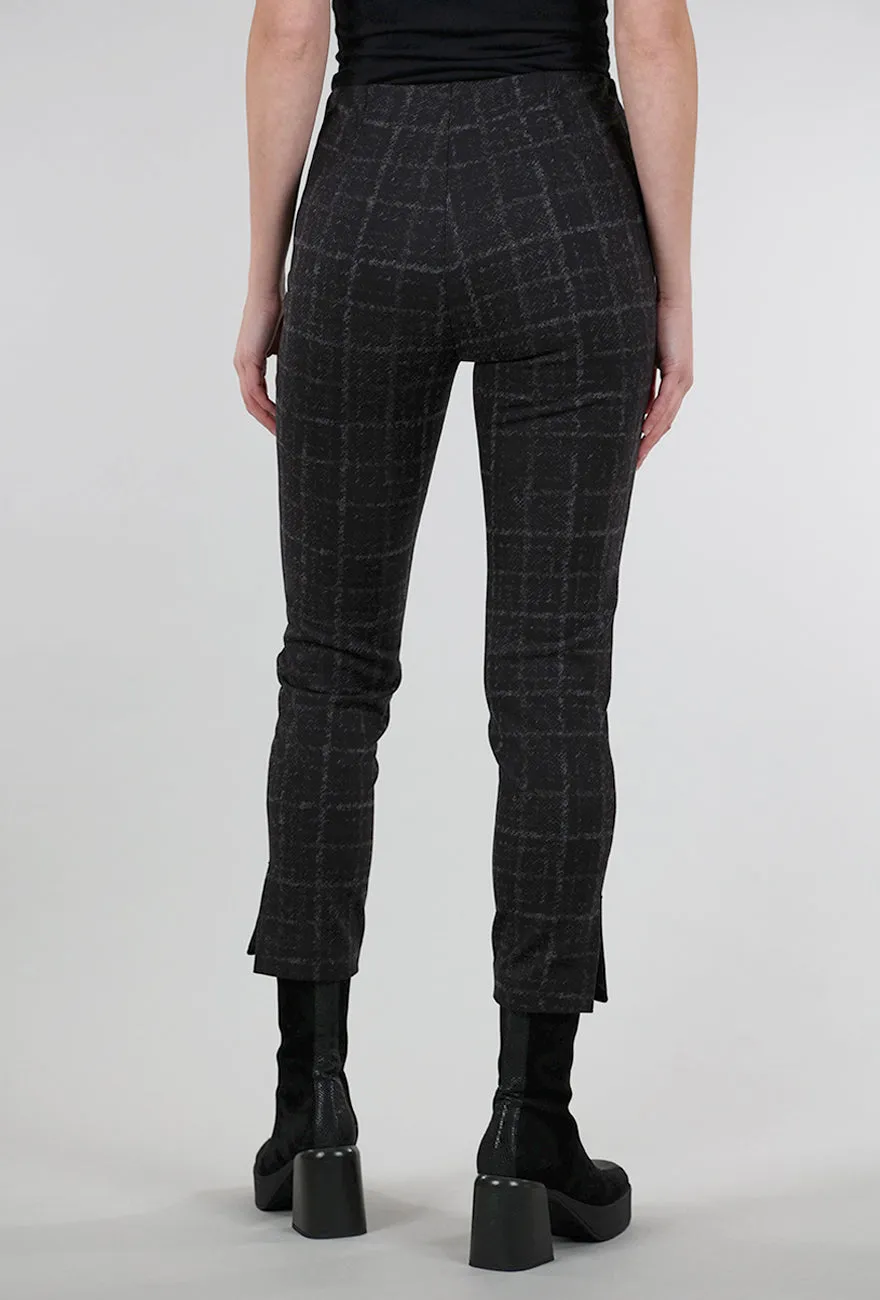 Rose Plaid Pant, Charcoal Perfect Fit