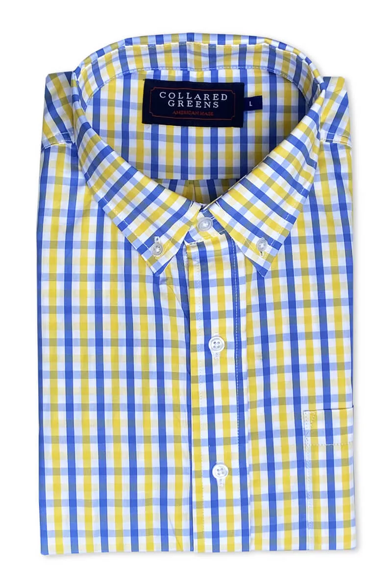 Round Hem Norwood: Brookline Button Down Shirt - Blue/Yellow