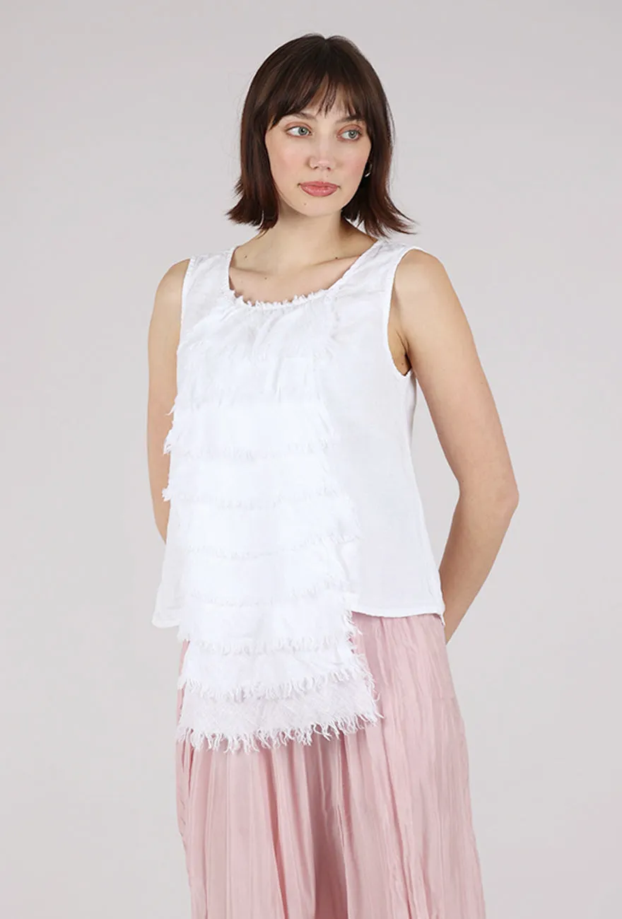 Ruffle Cascade Tank, White Soft Finish